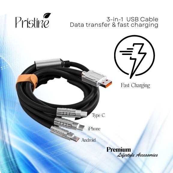 3-in-1 USB Cable (Black Silicon)